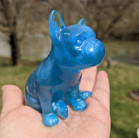 Blue Frenchie Bulldog Handmade Resin Art Cute OOAK Dog Dogs Pet - Picture 5 of 10